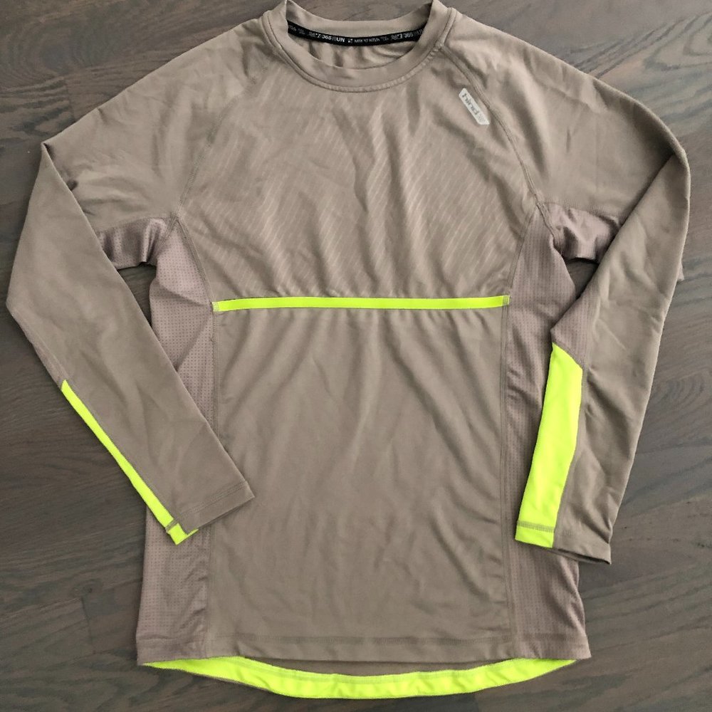 NEW hind LS Running T-shirt Hi-Viz Accents Reflective Logo Men's S